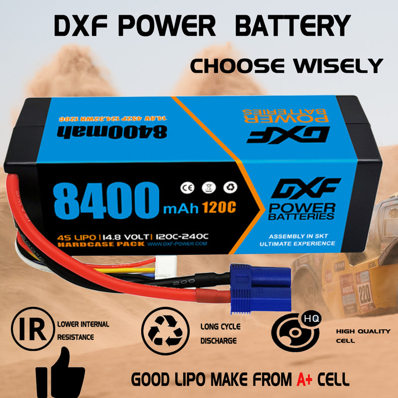 (IT)DXF Lipo Battery 4S 14.8V 8400mAh 120C/240C HardCase Lipo Battery for RC HPI HSP 1/8 1/10 Buggy RC Car Truck