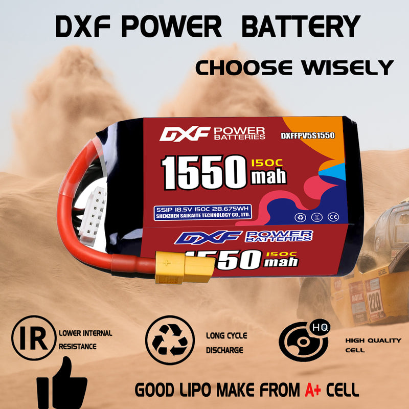 DXF 1550mAh 5S 150C 18.5V Lipo Battery Pack for FPV LiPo Battery