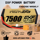 DXF LiPo Battery 4S 14.8V 7500mAh 140C Graphene Softcase with EC5 / T / TRX / XT60 / XT90 / XT150 / Q8s Plug for RC 1/8 1/10 Buggy Truck Car Off-Road Drone