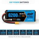 DXF LiPo Battery 4S 14.8V 6200mAh 120C Graphene Softcase with EC5 / T / TRX / XT60 / XT90 / XT150 / Q8s Plug for RC 1/8 1/10 Buggy Truck Car Off-Road Drone