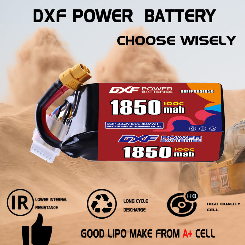 DXF 1850mAh 6S 100C 22.2V Lipo Battery Pack for FPV LiPo Battery