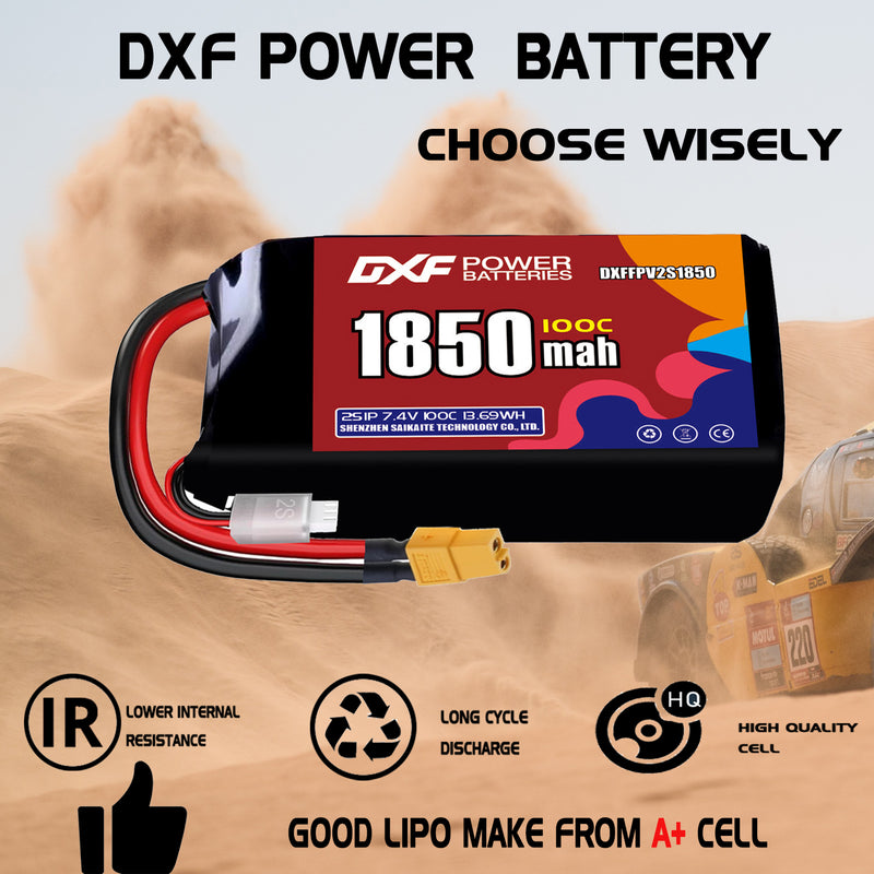 DXF 2200mAh 2S 100C 7.4V Lipo Battery Pack for FPV LiPo Battery