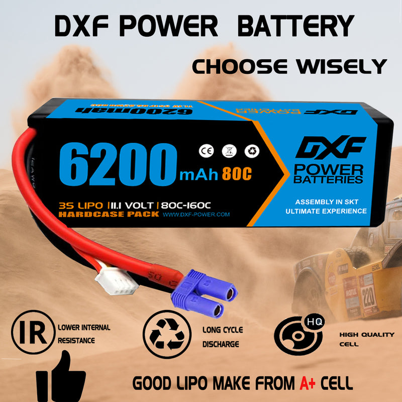 (CA)DXF Lipo Battery 3S 11.1V 6200MAH 80C  lipo Hardcase EC5 Plug for Rc 1/8 1/10 Buggy Truck Car Off-Road Drone