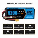 DXF LiPo Battery 4S 14.8V 5200mAh 80C Graphene Softcase with EC5 / T / TRX / XT60 / XT90 / XT150 / Q8s Plug for RC 1/8 1/10 Buggy Truck Car Off-Road Drone