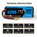 DXF LiPo Battery 3S 11.1V 5200mAh 100C Graphene Softcase with EC5 / T / TRX / XT60 / XT90 / XT150 / Q8s Plug for RC 1/8 1/10 Buggy Truck Car Off-Road Drone