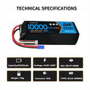 DXF 4S 14.8V 10000mAh 100C Graphene Soft Case LiPo Battery with EC5 Plug for 1/8 1/7 RC Cars, Trucks, Buggies & Boats (1-2 Pack Options)