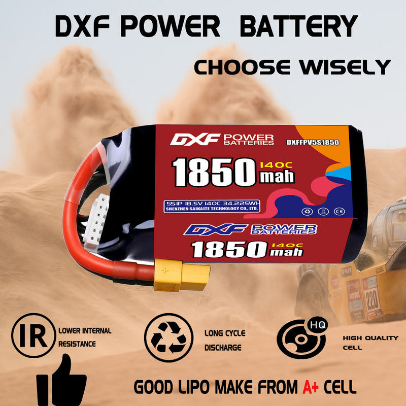 DXF 1850mAh 5S 150C 18.5V Lipo Battery Pack for FPV LiPo Battery