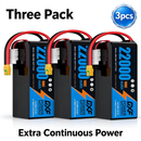 DXF 6S 22.2V 22000mAh 100C Soft Case LiPo Battery with 10AWG Wire for Toy Cars, Boats, UAVs & Drones (1-6 Pack)