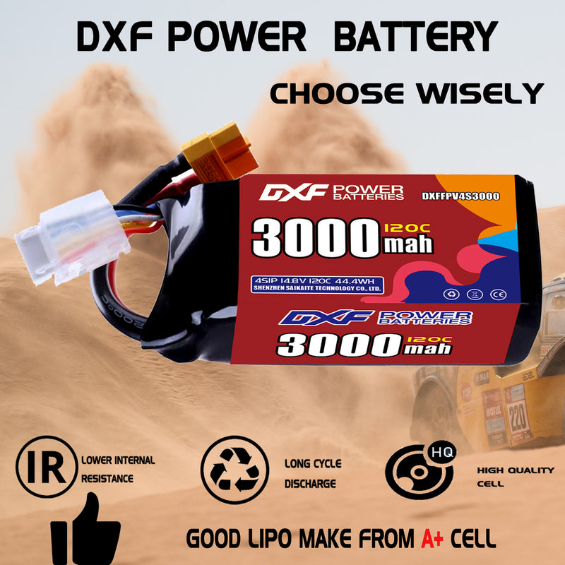 DXF 3000mAh 4S 120C 14.8V Lipo Battery Pack for FPV LiPo Battery