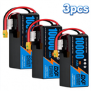 DXF SEMI-SOLID 12S 44.4V 10000mAh 15C Soft Case LiPo Battery with 8AWG Wire for Toy Cars, Boats, UAVs & Drones (1-6 Pack)