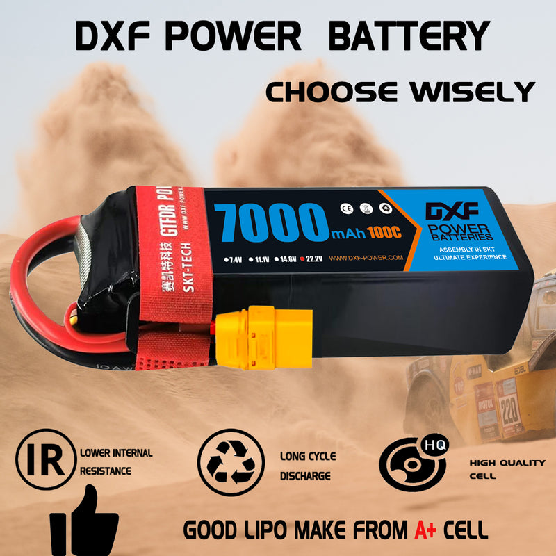 (PL)DXF 6S Lipo Battery 22.2V 100C 7000mAh Soft Case Battery with XT90 Connector for Car Truck Tank RC Buggy Truggy Racing Hobby