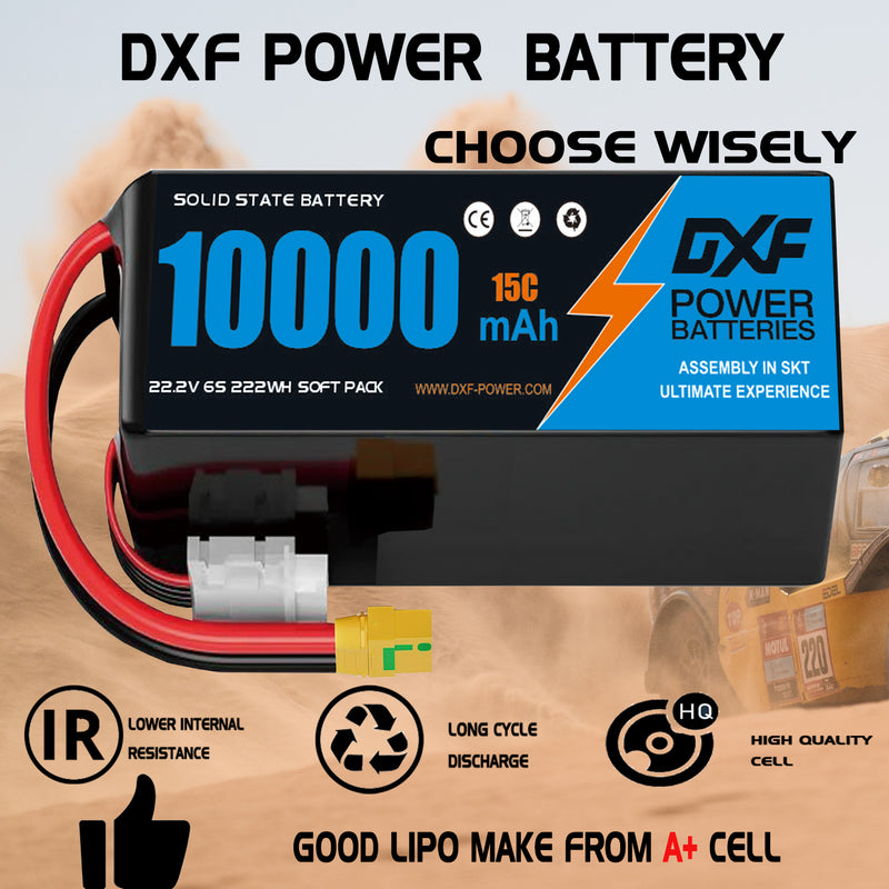(CN)DXF 12S Lipo Battery 44.4V 10C 10000mAh Soft Case Battery  for Drone UAV FPV Car Truck Tank RC Semi solidstate Battery Racing Hobby