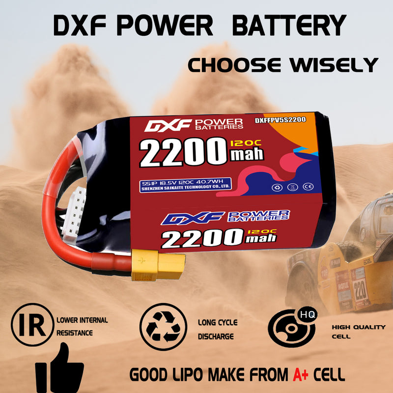 DXF 2200mAh 5S 120C 18.5V Lipo Battery Pack for FPV LiPo Battery