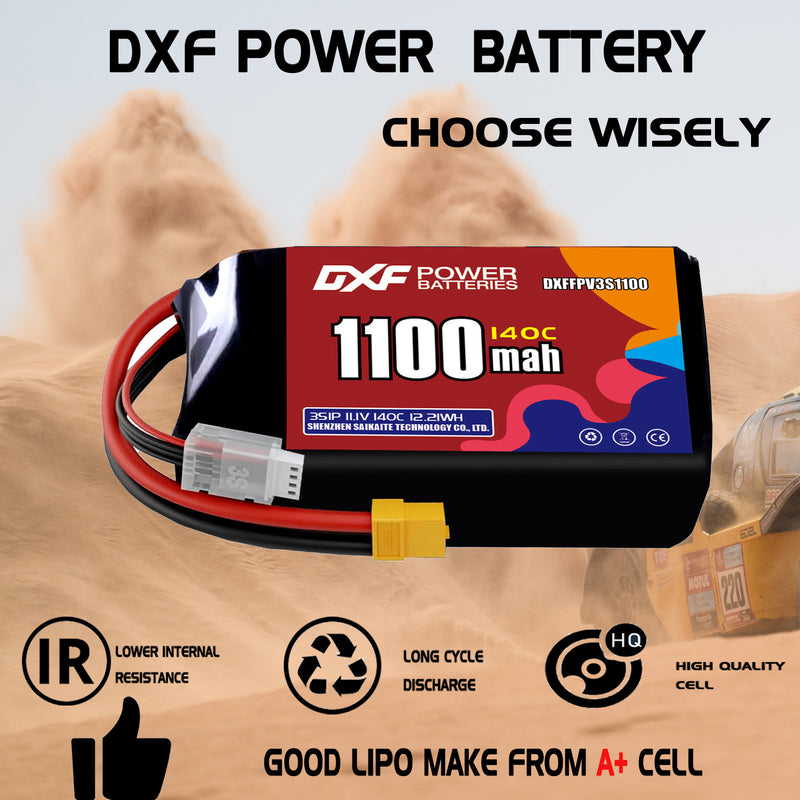 DXF 1100mAh 3S 120C 11.1V Lipo Battery Pack for FPV LiPo Battery
