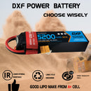 DXF Lipo Battery 2S 7.4V 5200mAh 80C Graphene Softcase with EC5 / T / TRX / XT60 / XT90 / XT150 / Q8s Plug for RC 1/8 1/10 Buggy Truck Car Off-Road Drone