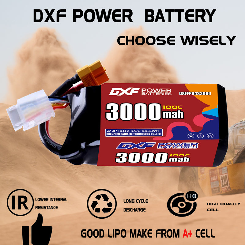 DXF 3000mAh 4S 100C 14.8V Lipo Battery Pack for FPV LiPo Battery