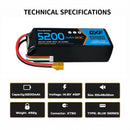 DXF Lipo Battery 4S 14.8V 5200mAh 80C Graphene Softcase with EC5 / T / TRX / XT60 / XT90 / XT150 / Q8s Plug for RC 1/8 1/10 Buggy Truck Car Off-Road Drone