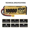 DXF LiPo Battery 3S HV 11.4V 10000mAh 150C Graphene Hardcase Gold with EC5 / T / TRX / XT60 / XT90 / XT150 / Q8s Plug for RC 1/8 1/10 Buggy Truck Car Off-Road Drone