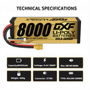 DXF LiPo Battery 3S HV 11.4V 8000mAh 140C Graphene Softcase with EC5 / T / TRX / XT60 / XT90 / XT150 / Q8s Plug for RC 1/8 1/10 Buggy Truck Car Off-Road Drone