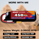 DXF 450mAh 2S 80C 7.4V Lipo Battery Pack for FPV LiPo Battery