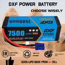 (CA)DXF Lipo Battery 4S 14.8V 7500mAh 100C/200C HardCase Lipo Battery for RC HPI HSP 1/8 1/10 Buggy RC Car Truck