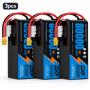 DXF SEMI-SOLID 14S 53.9V 80000mAh 15C Soft Case LiPo Battery with 8AWG Wire for Toy Cars, Boats, UAVs & Drones (1-6 Pack)