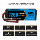 DXF BLUE Series 3S 11.1V 7200mAh 80C Hardcase LiPo Battery with Deans/T-Plug & 10AWG Wire (1-6 Pack)