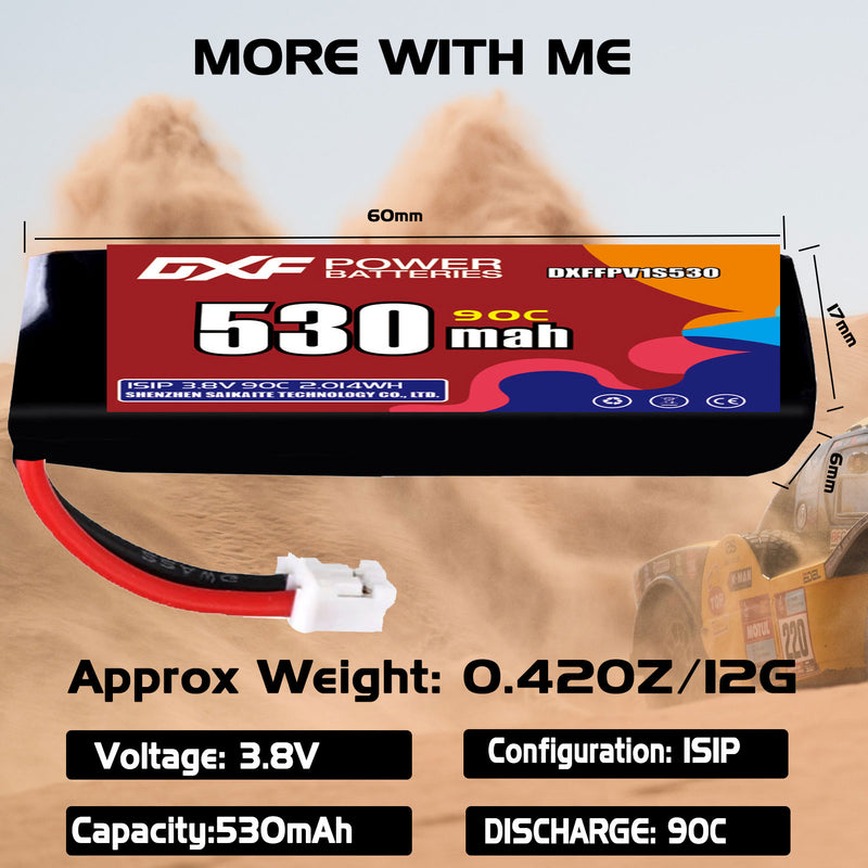 DXF 530mAh 1S 90C 3.8V Lipo Battery Pack for FPV LiPo Battery