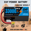 DXF 6S 22.2V 33000mAh 5C Soft Case LiPo Battery with 8AWG Wire for Toy Cars, Boats, UAVs & Drones (1-6 Pack)