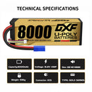 DXF 4S 15.2V 8000mAh 140C Graphene Hardcase LiPo Battery with EC5 Plug for 1/8 RC Cars, Trucks, Buggies & Boats (1-6 Pack Available)