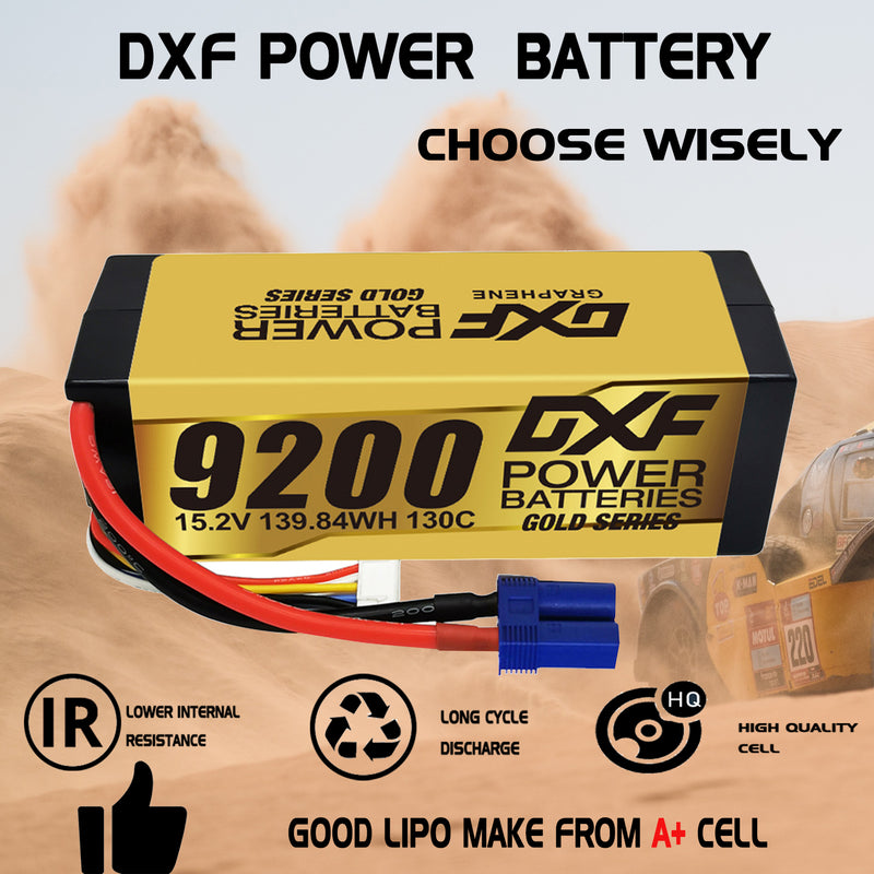 (IT)DXF High Voltage 4S 9200 mAh 15,2 V 130C Batteria Lipo ad Alta Capacità Hardcase con XT90 Spina per 1:8 Scala RC Auto, Multi-Rotore RC Aeroplano, RC Elicottero, RC Barca