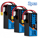 DXF SEMI-SOLID 12S 46.2V 23000mAh 15C Soft Case LiPo Battery with 8AWG Wire for Toy Cars, Boats, UAVs & Drones (1-6 Pack)