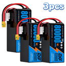 DXF SEMI-SOLID 12S 44.4V 80000mAh 10C Soft Case LiPo Battery with 8AWG Wire for Toy Cars, Boats, UAVs & Drones (1-6 Pack)