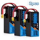 DXF 6S 23.1V 18000mAh 15C Soft Case LiPo Battery with 8AWG Wire for Toy Cars, Boats, UAVs & Drones (1-6 Pack)
