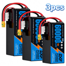 DXF SEMI-SOLID 12S 44.4V 60000mAh 10C Soft Case LiPo Battery with 8AWG Wire for Toy Cars, Boats, UAVs & Drones (1-6 Pack)