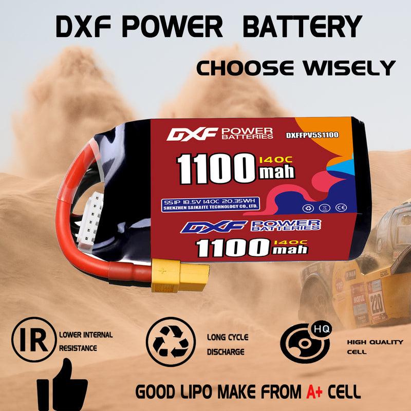 DXF 1100mAh 5S 140C 18.5V Lipo Battery Pack for FPV LiPo Battery