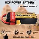DXF LiPo Battery 4S 14.8V 8500mAh 150C Graphene Softcase with EC5 / T / TRX / XT60 / XT90 / XT150 / Q8s Plug for RC 1/8 1/10 Buggy Truck Car Off-Road Drone