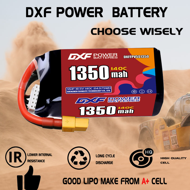 DXF 1350mAh 5S 140C 18.5V Lipo Battery Pack for FPV LiPo Battery
