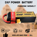 DXF Lipo Battery 4S 14.8V 5200mAh 150C Graphene Softcase with EC5 / T / TRX / XT60 / XT90 / XT150 / Q8s Plug for RC 1/8 1/10 Buggy Truck Car Off-Road Drone