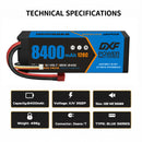 DXF 3S 11.1V 8400mAh 120C Graphene LiPo Hardcase Battery with 10AWG Deans T-Plug for RC Car Truck (1-6 Pack)