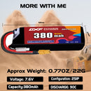 DXF 380mAh 2S 90C 7.6V Lipo Battery Pack for FPV LiPo Battery