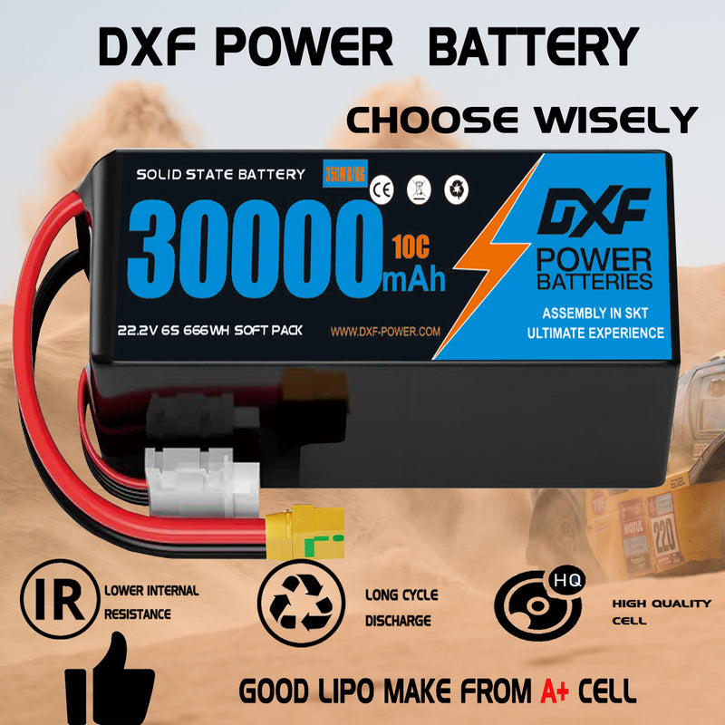 (CN)DXF 6S Lipo Battery 22.2V 10C 30000mAh Soft Case Battery  for Drone UAV FPV Car Truck Tank RC Buggy Truggy Racing Hobby