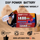 DXF 4S 14.8V 1400mAh 150C LiPo Battery for FPV Micro Drones (PH2.0 / JST / XT30 / SM / XT60 / EC5 / XT90 Options)