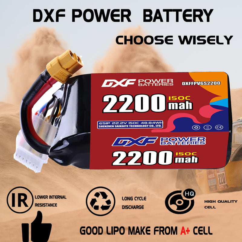 DXF 2200mAh 6S 150C 22.2V Lipo Battery Pack for FPV LiPo Battery