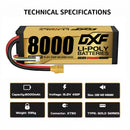 DXF LiPo Battery 4S HV 15.2V 8000mAh 140C Graphene Softcase with EC5 / T / TRX / XT60 / XT90 / XT150 / Q8s Plug for RC 1/8 1/10 Buggy Truck Car Off-Road Drone