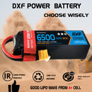 DXF Lipo Battery 4S 14.8V 6500mAh 80C Graphene Softcase with EC5 / T / TRX / XT60 / XT90 / XT150 / Q8s Plug for RC 1/8 1/10 Buggy Truck Car Off-Road Drone