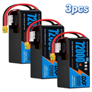 DXF SEMI-SOLID 18S 66.6V 72000mAh 5C Soft Case LiPo Battery with 8AWG Wire for Toy Cars, Boats, UAVs & Drones (1-6 Pack)