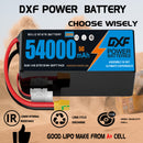 (CN)DXF 14S Lipo Battery 51.8V 10C 54000mAh Soft Case Battery  for Drone UAV FPV Car Truck Tank RC Semi solidstate Battery Racing Hobby