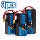 DXF SEMI-SOLID 12S 44.4V 46000mAh 5C Soft Case LiPo Battery with 8AWG Wire for Toy Cars, Boats, UAVs & Drones (1-6 Pack)