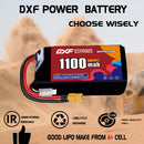 DXF 1100mAh 2S 120C 7.6V Lipo Battery Pack for FPV LiPo Battery